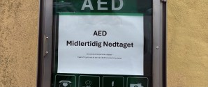 Hjertestarter midlertidig nedtaget