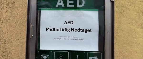 Hjertestarter midlertidig nedtaget
