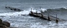 Broen ved Sæby Søbad ødelagt af storm og bølger