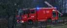 Havetrailer stod i lys lue midt på landevej