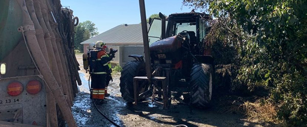 Brand i traktor blev slukket med gylle