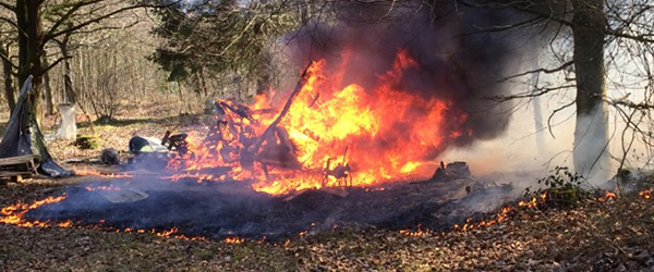Campingvogn udbrændte på Nørrevej Campingvogn udbrændte på Nørrevej